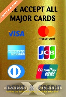 Credit and debit cards accepted